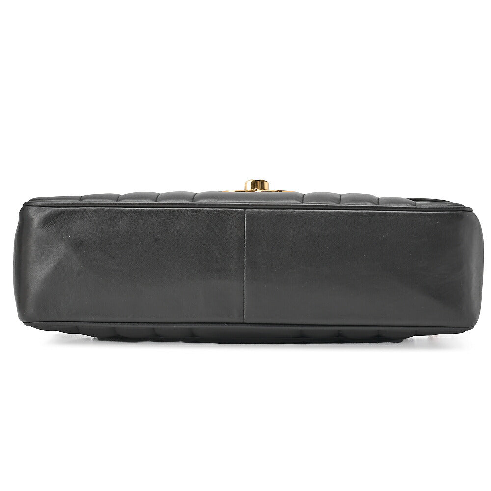 CHANEL Mademoiselle 30cm Single Flap Chain Shoulder Lambskin Black Gold-Tone Hardware, Pre-Owned