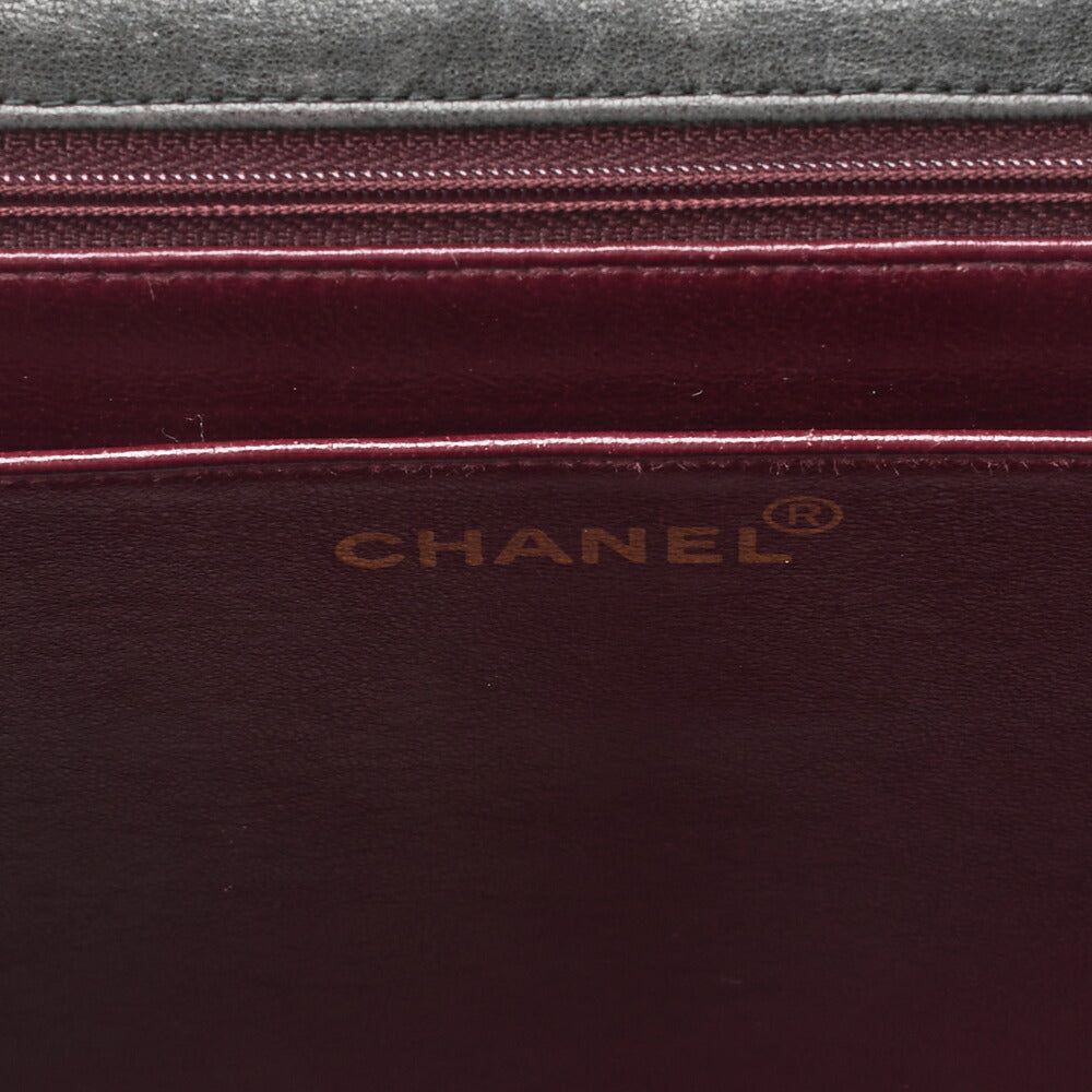 CHANEL Mademoiselle 30cm Single Flap Chain Shoulder Lambskin Black Gold-Tone Hardware, Pre-Owned