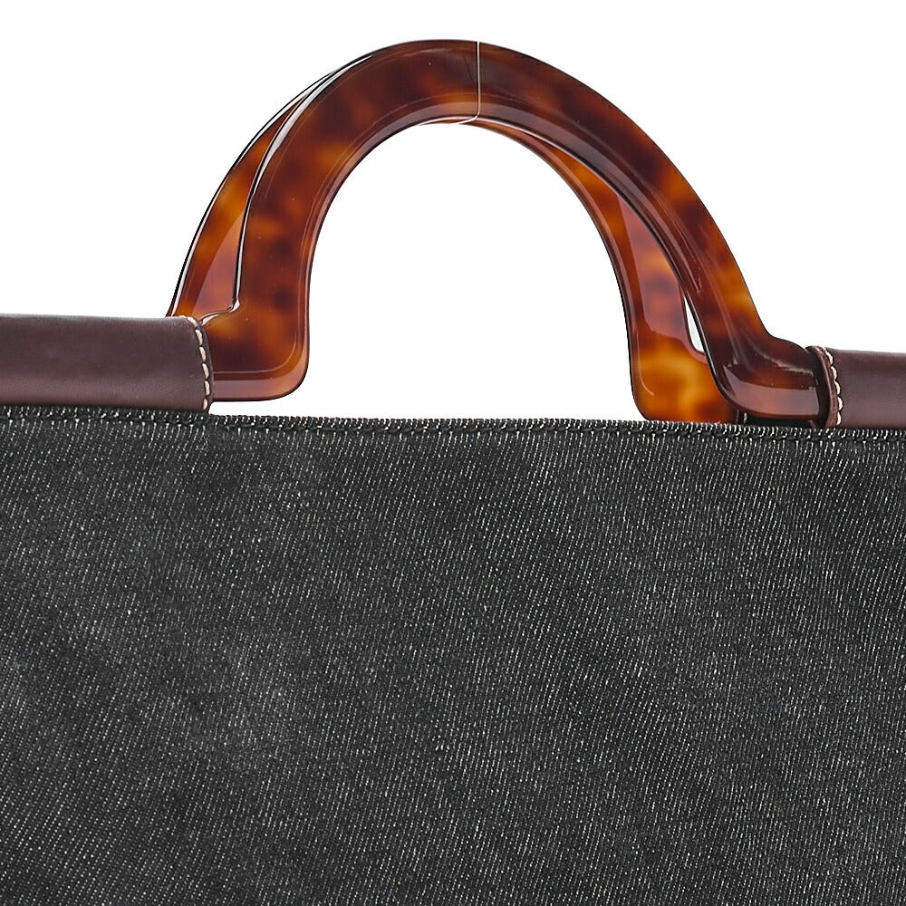CHANEL Handbag Coco Mark Tortoiseshell Denim Black Gold-Tone Hardware, Pre-Owned