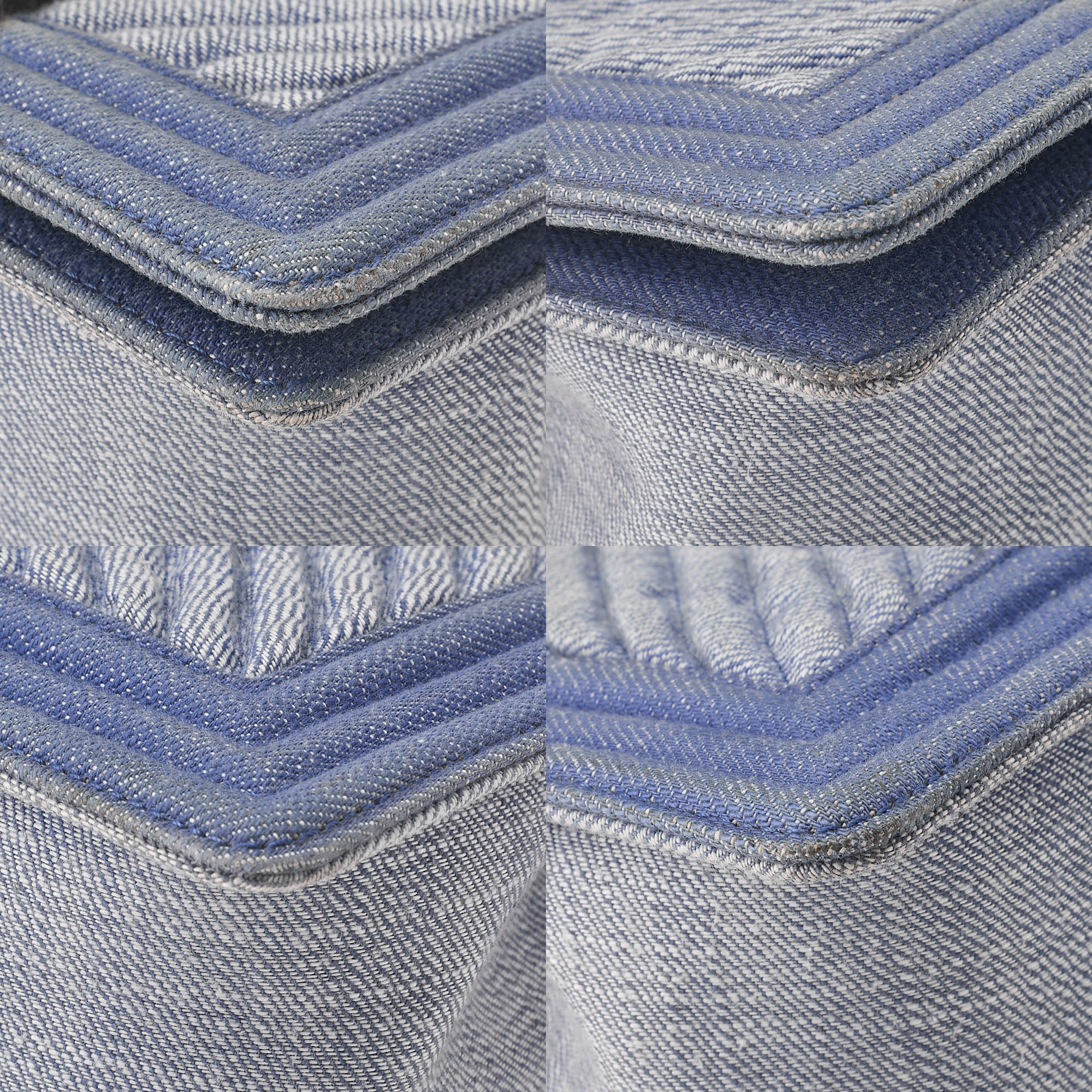 CHANEL Boy Chanel 20cm Chevron Chain Shoulder Denim Blue Silver-Tone Hardware, Pre-Owned