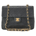 CHANEL Chain Shoulder Bag Mini Matelasse 20cm Lambskin Black Gold -Tone Hardware, Pre-Owned