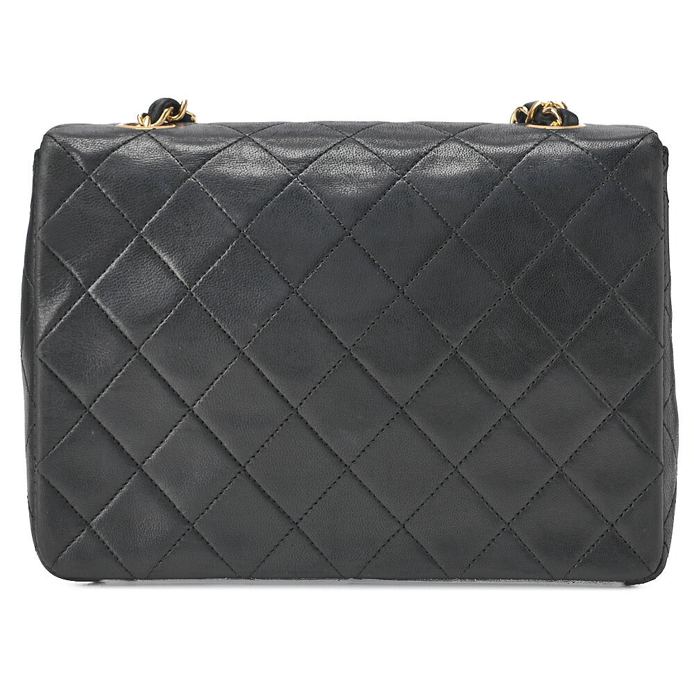 CHANEL Chain Shoulder Bag Mini Matelasse 20cm Lambskin Black Gold -Tone Hardware, Pre-Owned