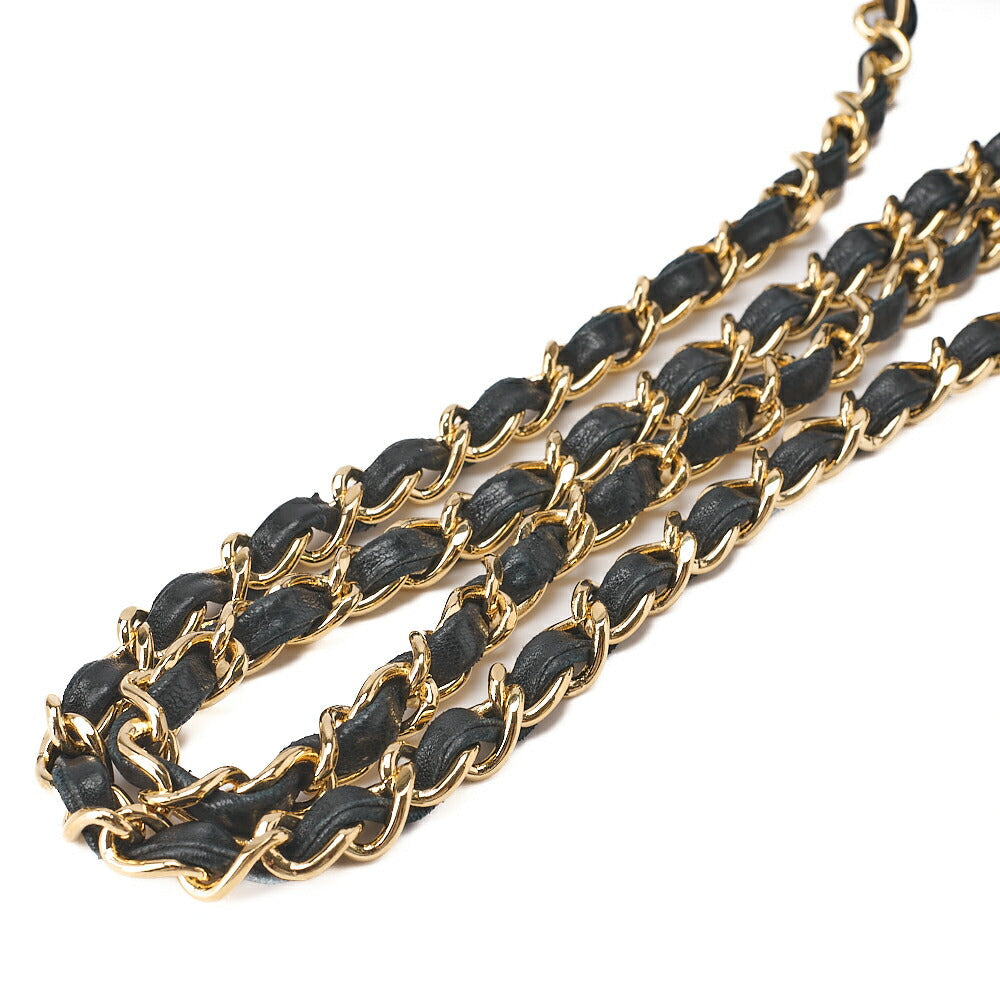 CHANEL Chain Shoulder Bag Mini Matelasse 20cm Lambskin Black Gold -Tone Hardware, Pre-Owned