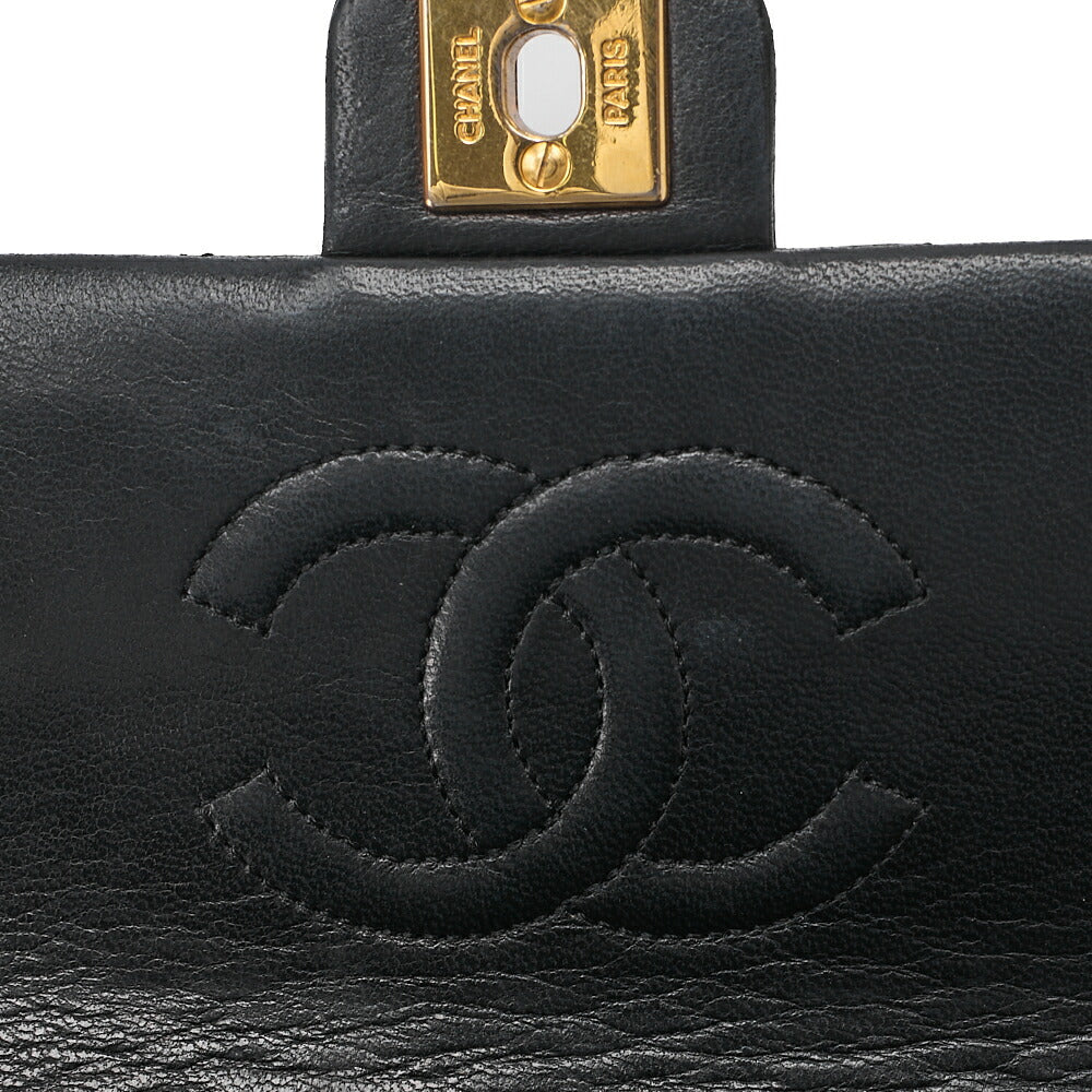 CHANEL Chain Shoulder Bag Mini Matelasse 20cm Lambskin Black Gold -Tone Hardware, Pre-Owned