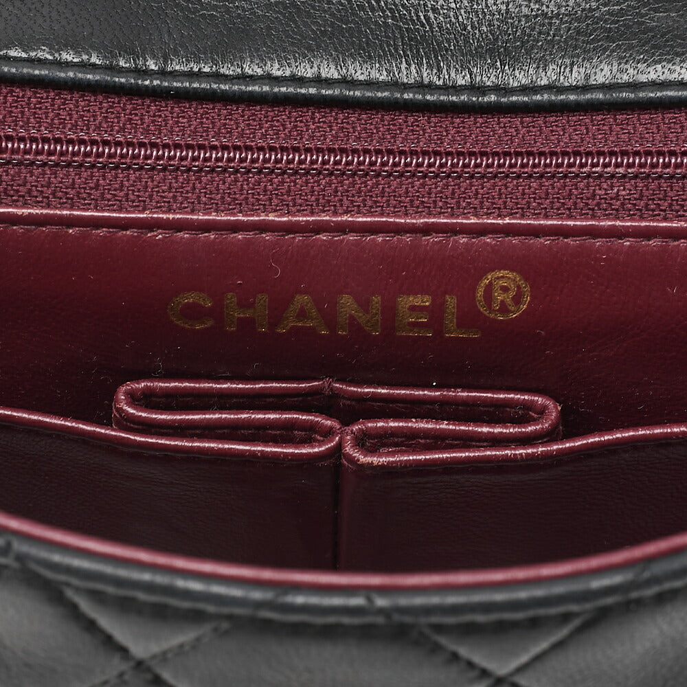 CHANEL Chain Shoulder Bag Mini Matelasse 20cm Lambskin Black Gold -Tone Hardware, Pre-Owned