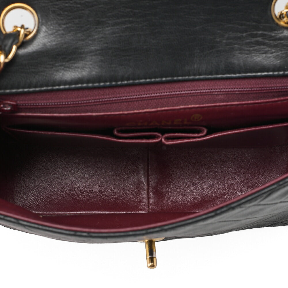 CHANEL Chain Shoulder Bag Mini Matelasse 20cm Lambskin Black Gold -Tone Hardware, Pre-Owned