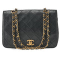 CHANEL Lambskin Matelasse Turnlock Full Flap Chain Shoulder Black Gold-Tone Hardware, Pre-Owned