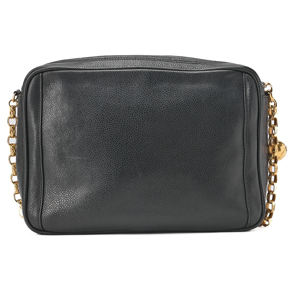 CHANEL Matelasse Coco Mark with Ball Charm Bijou Chain Shoulder Caviar Skin Black Gold -Tone Hardware, Pre-Owned
