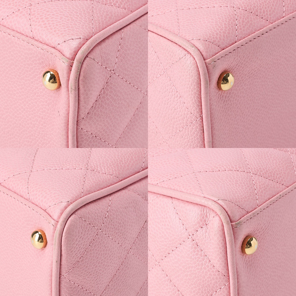 CHANEL Handbag Boston Bag Caviar Skin Matlasse Cocomark Pink Gold-Tone Hardware, Pre-Owned
