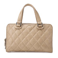 CHANEL Matelasse Wild Stitch Coco Charm Tote Bag Calf Leather Beige Silver -Tone Hardware, Pre-Owned