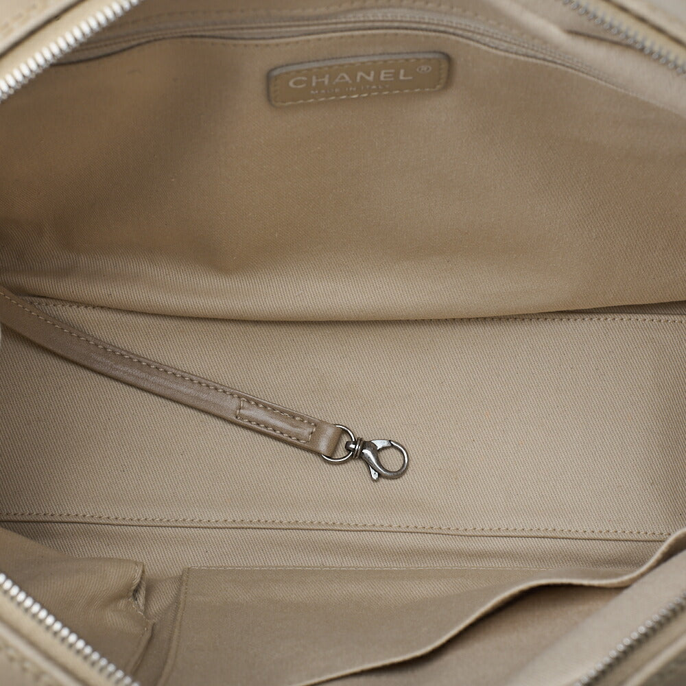 CHANEL Matelasse Wild Stitch Coco Charm Tote Bag Calf Leather Beige Silver -Tone Hardware, Pre-Owned