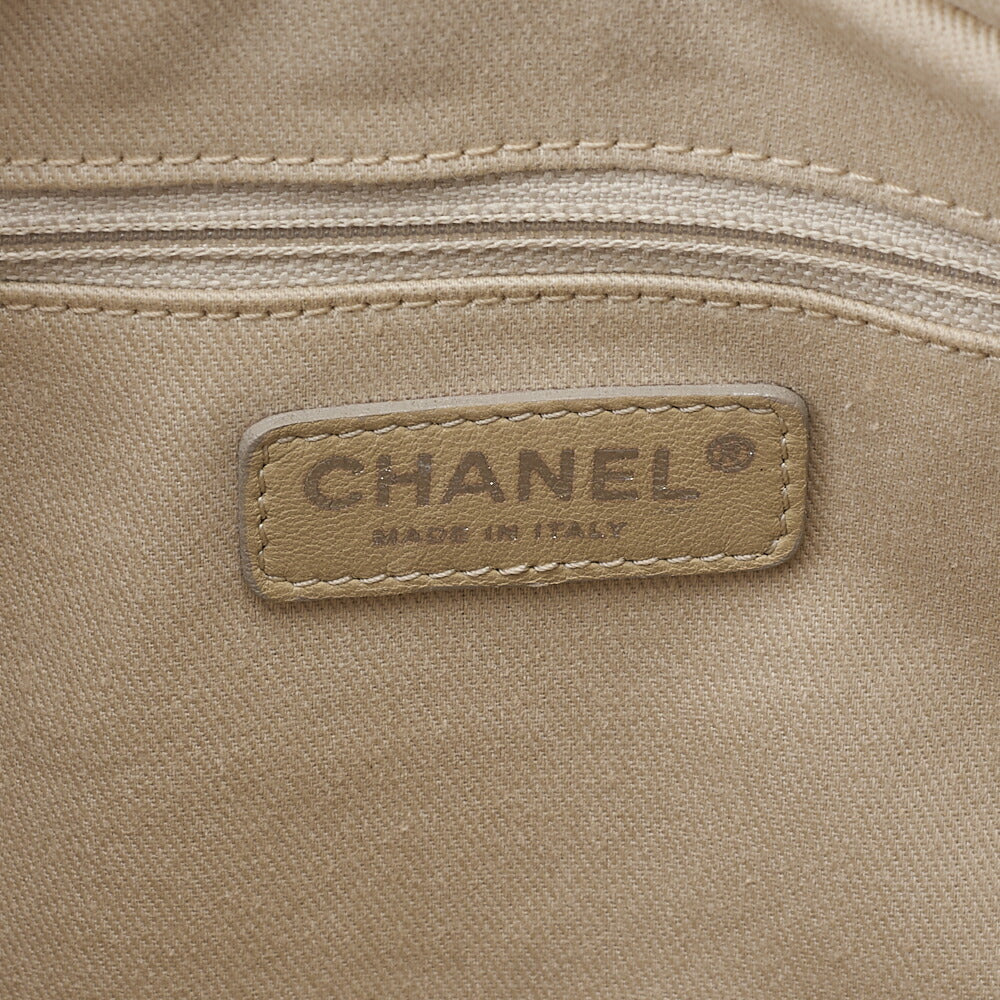 CHANEL Matelasse Wild Stitch Coco Charm Tote Bag Calf Leather Beige Silver -Tone Hardware, Pre-Owned
