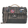 CHANEL Chanel Patch Air Line 2WAY Chain Shoulder Bag Tweed x Caviar Skin Black x Bicolor Silver-Tone Hardware, Pre-Owned