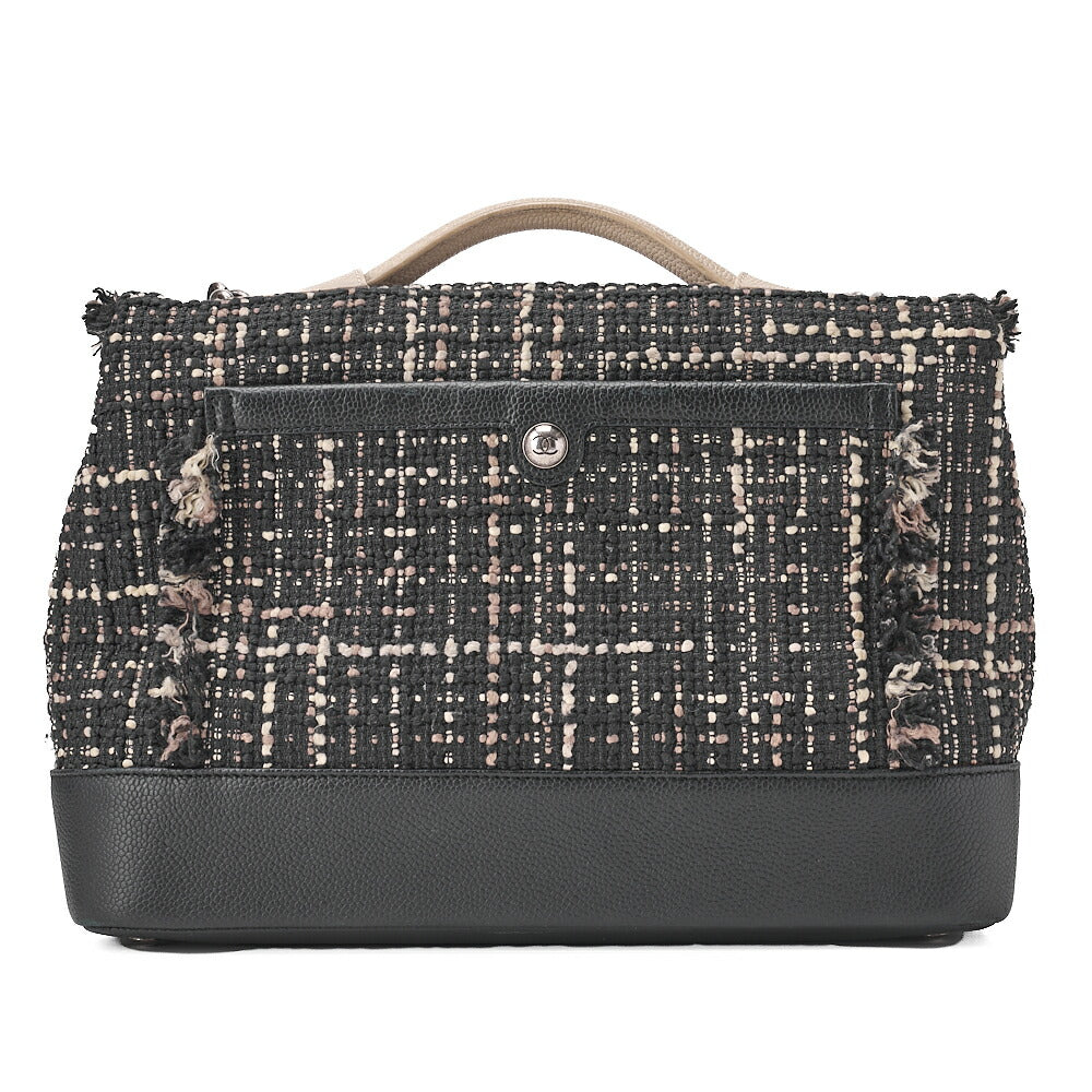CHANEL Chanel Patch Air Line 2WAY Chain Shoulder Bag Tweed x Caviar Skin Black x Bicolor Silver-Tone Hardware, Pre-Owned
