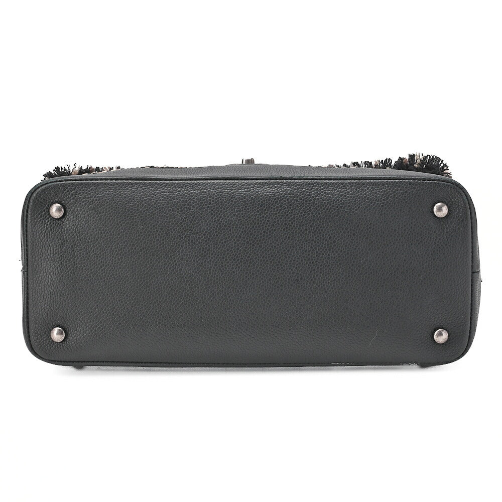 CHANEL Chanel Patch Air Line 2WAY Chain Shoulder Bag Tweed x Caviar Skin Black x Bicolor Silver-Tone Hardware, Pre-Owned