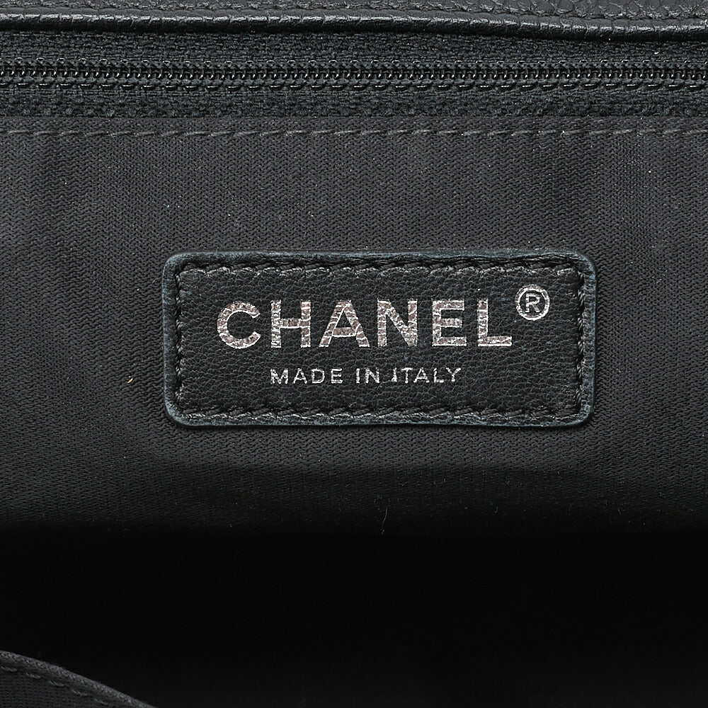 CHANEL Chanel Patch Air Line 2WAY Chain Shoulder Bag Tweed x Caviar Skin Black x Bicolor Silver-Tone Hardware, Pre-Owned