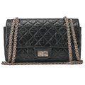 CHANEL Chain Shoulder Bag Matelasse 2.55 Double Flap Vintage Calf Black Gold-Tone Hardware, Pre-Owned
