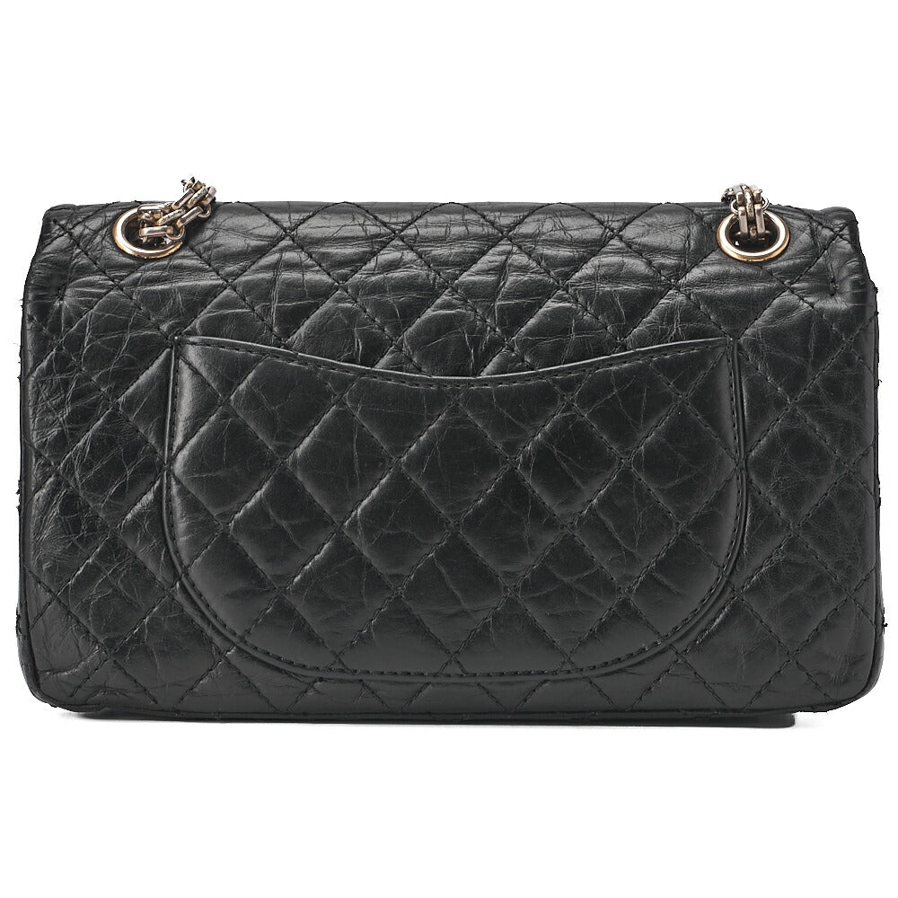 CHANEL Chain Shoulder Bag Matelasse 2.55 Double Flap Vintage Calf Black Gold-Tone Hardware, Pre-Owned