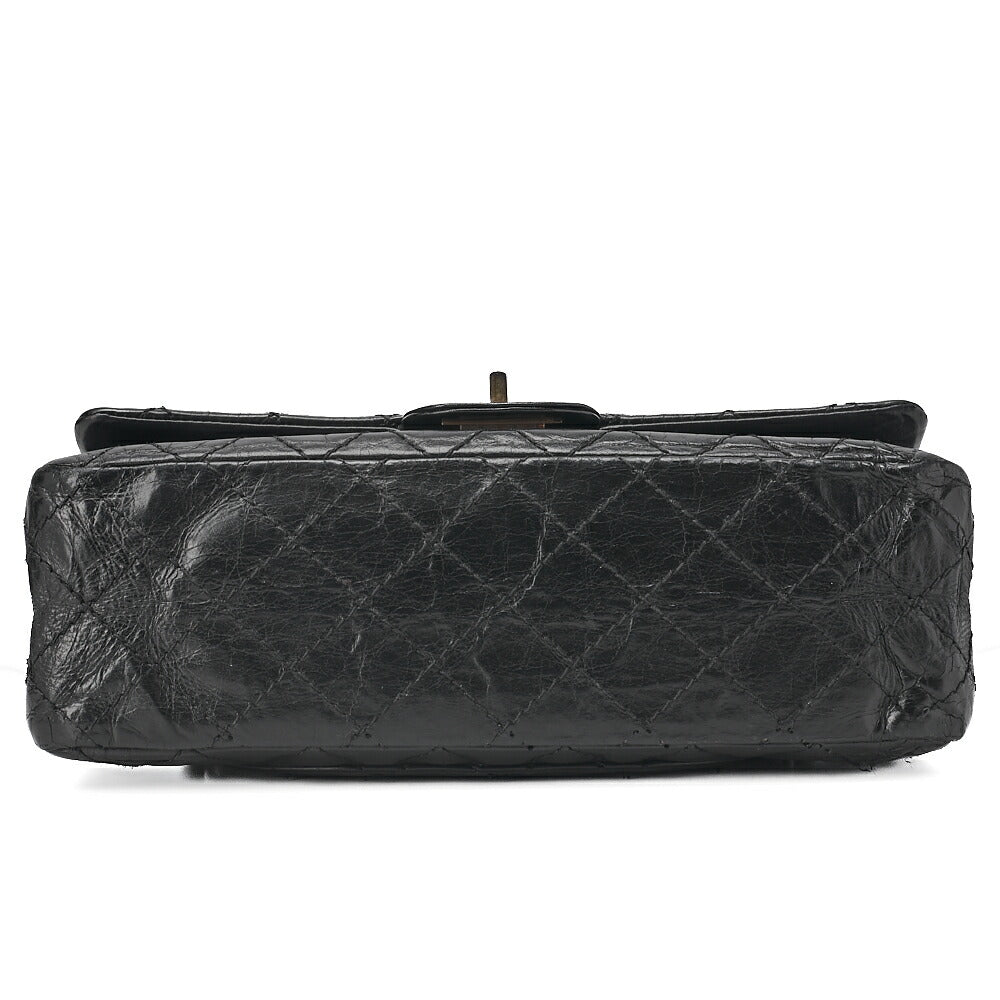CHANEL Chain Shoulder Bag Matelasse 2.55 Double Flap Vintage Calf Black Gold-Tone Hardware, Pre-Owned
