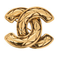 CHANEL Cocomark Matelasse Brooch GP (Gold Plated) Gold-Tone Hardware, Pre-Owned