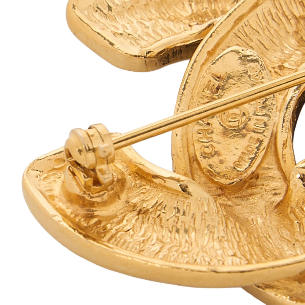 CHANEL Cocomark Matelasse Brooch GP (Gold Plated) Gold-Tone Hardware, Pre-Owned