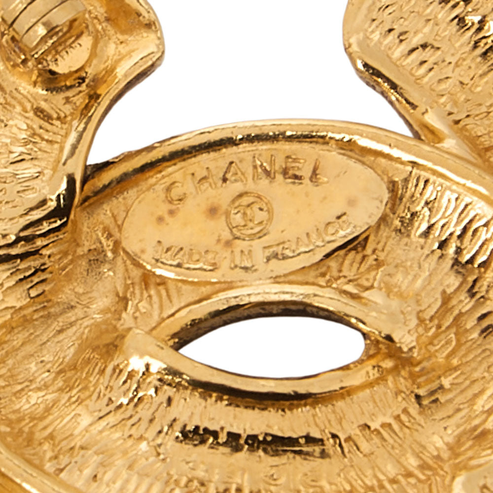 CHANEL Cocomark Matelasse Brooch GP (Gold Plated) Gold-Tone Hardware, Pre-Owned