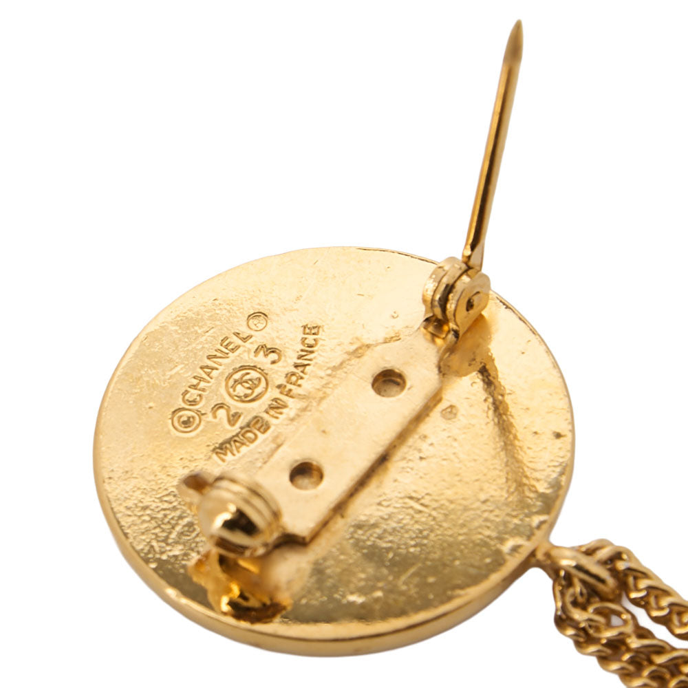 CHANEL Coco Mark Matrasse Bag Pattern 23 Brooch GP (Gold Plated) Gold-Tone Hardware, Pre-Owned