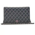 CHANEL Lambskin Ultra Stitch Magnetic Lock Chain Wallet Navy Silver-Tone Hardware, Pre-Owned