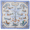 HERMES Carr? 90 Traineaux et glifsades Sled and Skate Scarf Light Blue-Tone  Pre-Owned