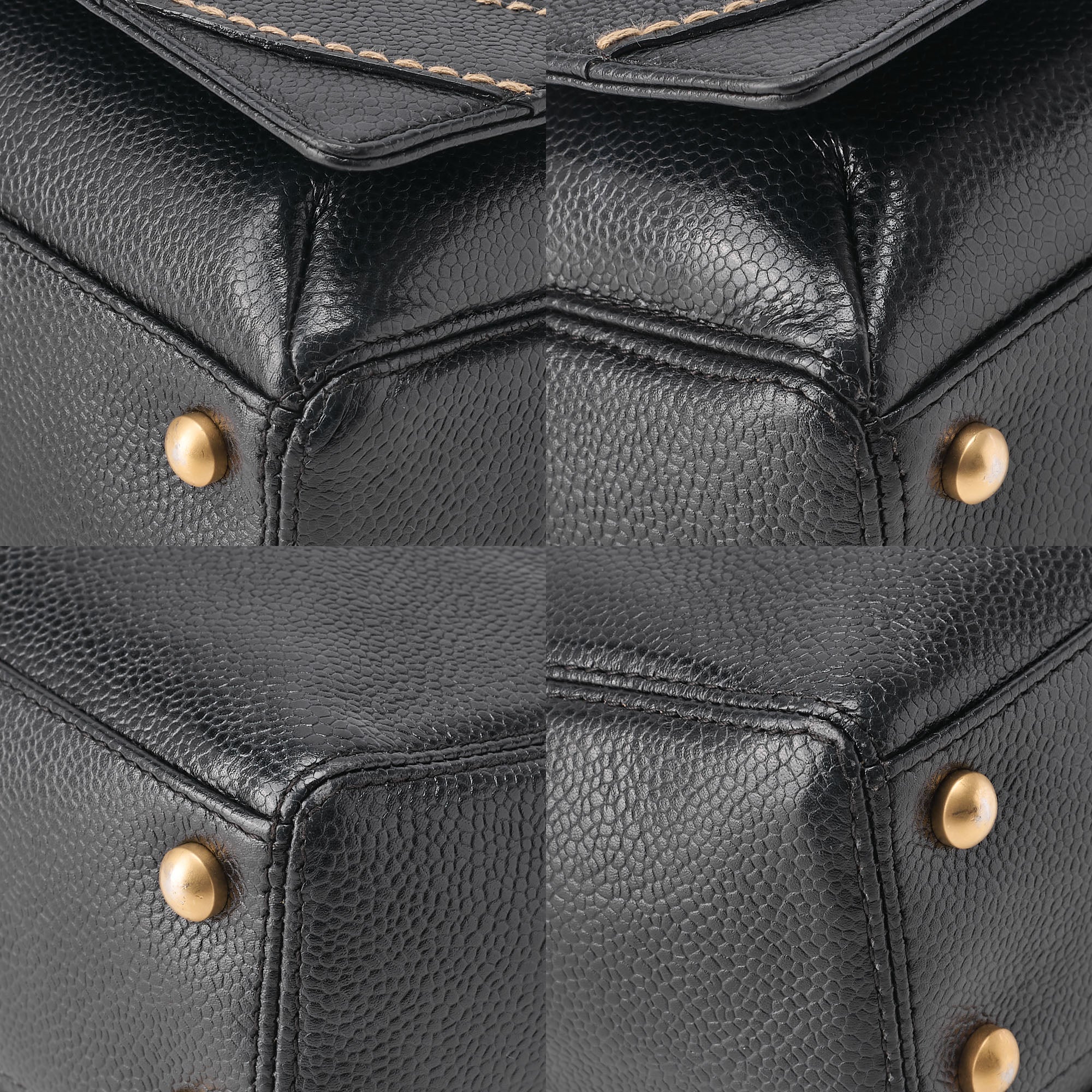 CHANEL Cocomark Wild Stitch Tote Bag Caviar Skin Black Gold-Tone Hardware, Pre-Owned