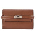 HERMES Kelly Wallet 3-Fold Compact Epson Gold Silver-Tone Hardware, Pre-Owned