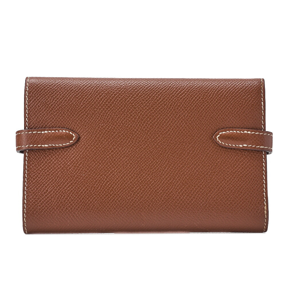 HERMES Kelly Wallet 3-Fold Compact Epson Gold Silver-Tone Hardware, Pre-Owned