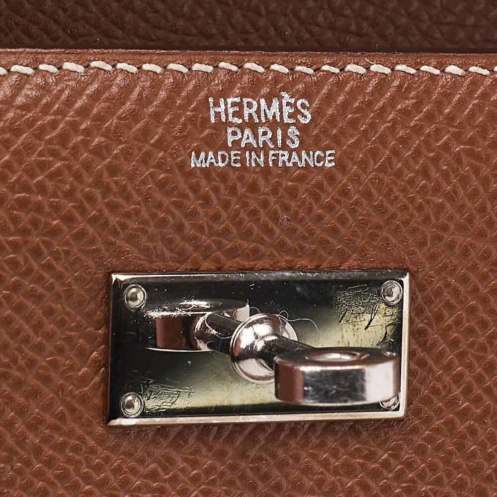 HERMES Kelly Wallet 3-Fold Compact Epson Gold Silver-Tone Hardware, Pre-Owned