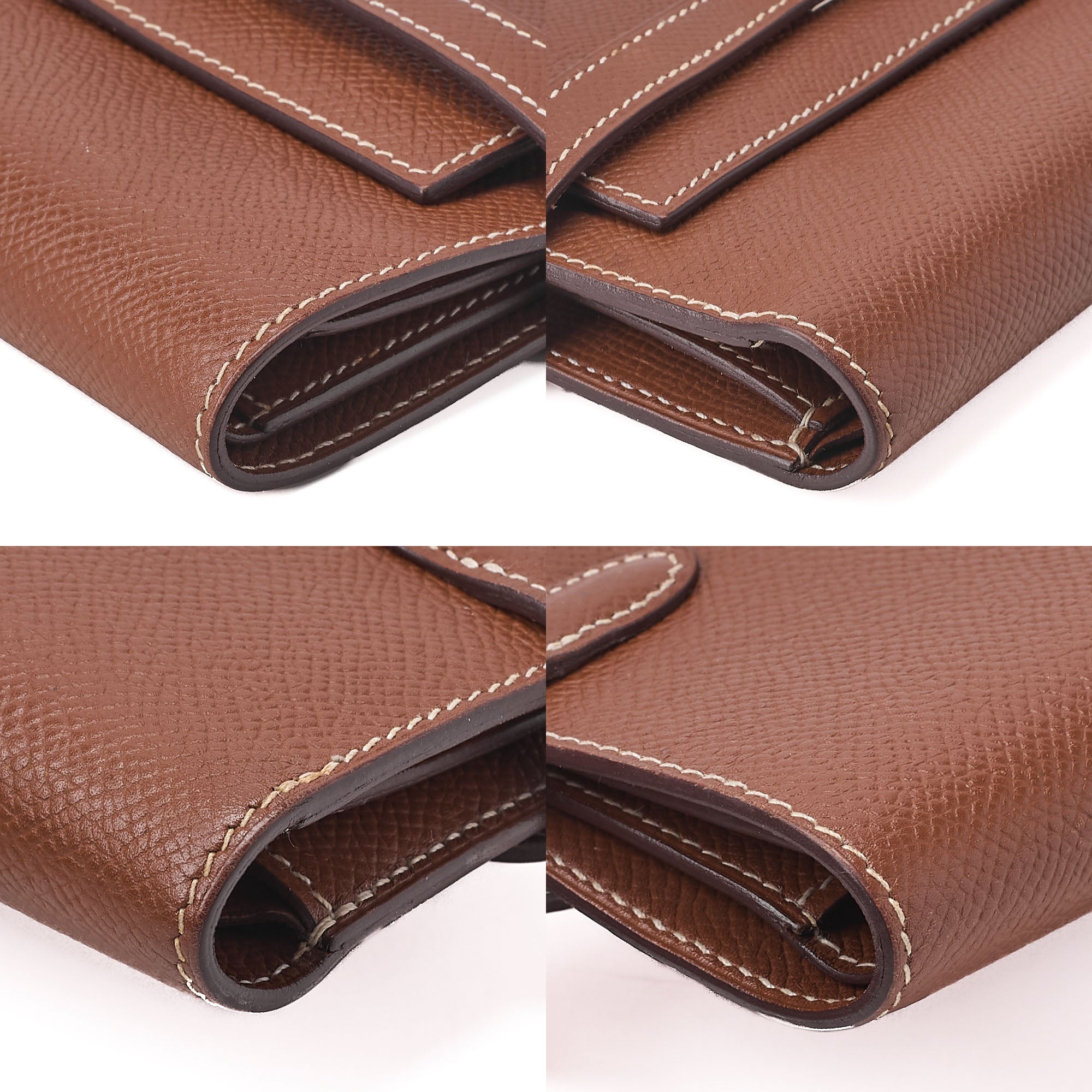 HERMES Kelly Wallet 3-Fold Compact Epson Gold Silver-Tone Hardware, Pre-Owned