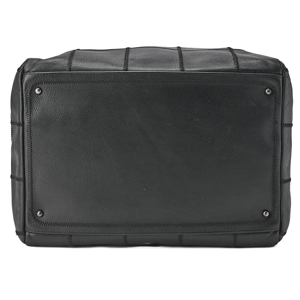 CHANEL Handbag Chocolate Bar Coco Mark Caviar Skin Black Silver-Tone Hardware, Pre-Owned
