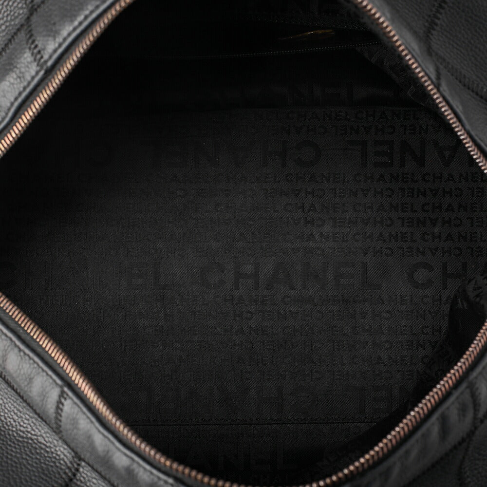 CHANEL Handbag Chocolate Bar Coco Mark Caviar Skin Black Silver-Tone Hardware, Pre-Owned