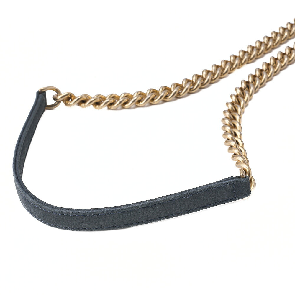 CHANEL Ultra Stitch Matelasse Chain Shoulder Bag Single Flap Leather Navy Gold-Tone Hardware, Pre-Owned