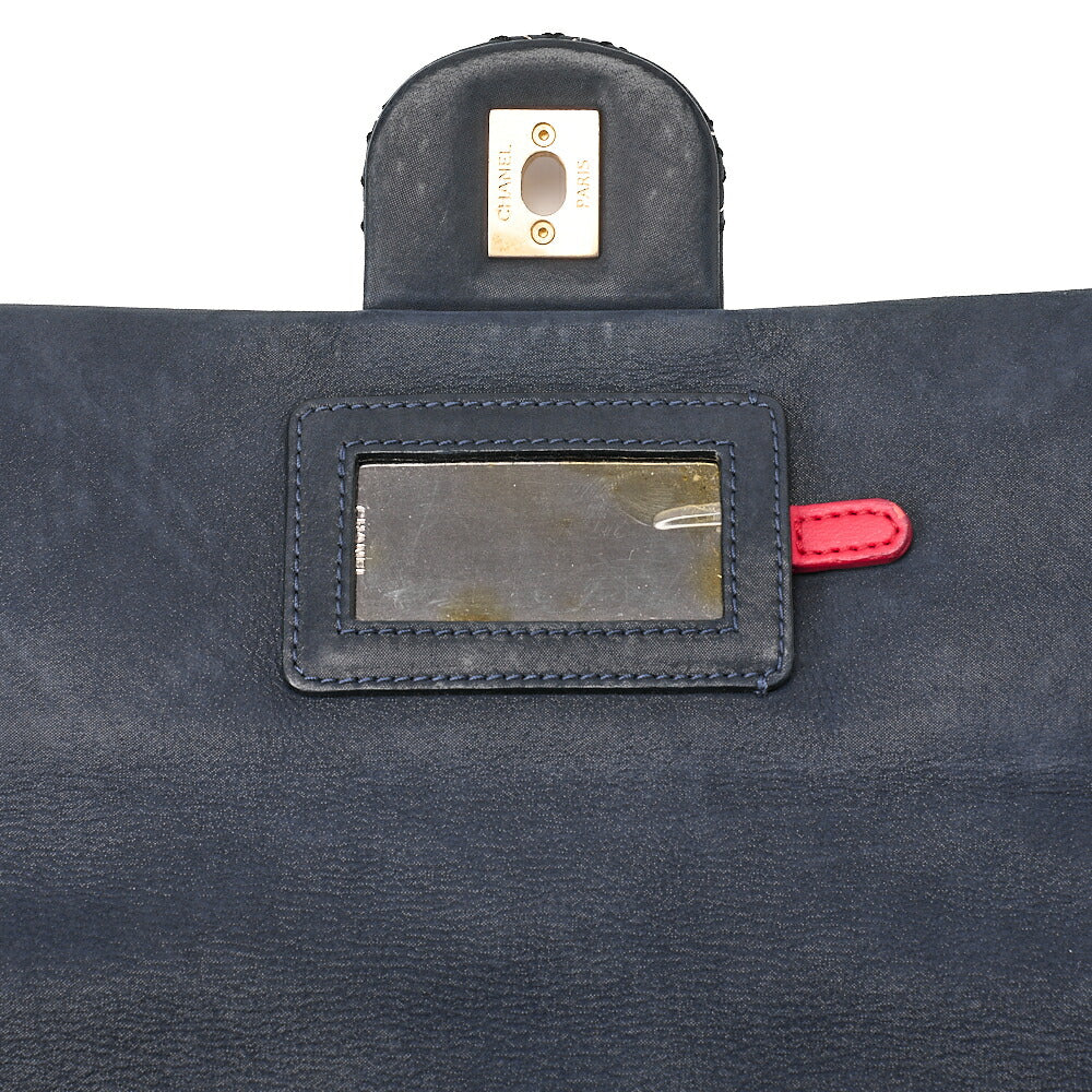 CHANEL Ultra Stitch Matelasse Chain Shoulder Bag Single Flap Leather Navy Gold-Tone Hardware, Pre-Owned