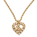 DIOR Dior Heart Logo Rhinestone Necklace GP Gold (Gold Plated) Gold-Tone Hardware, Pre-Owned