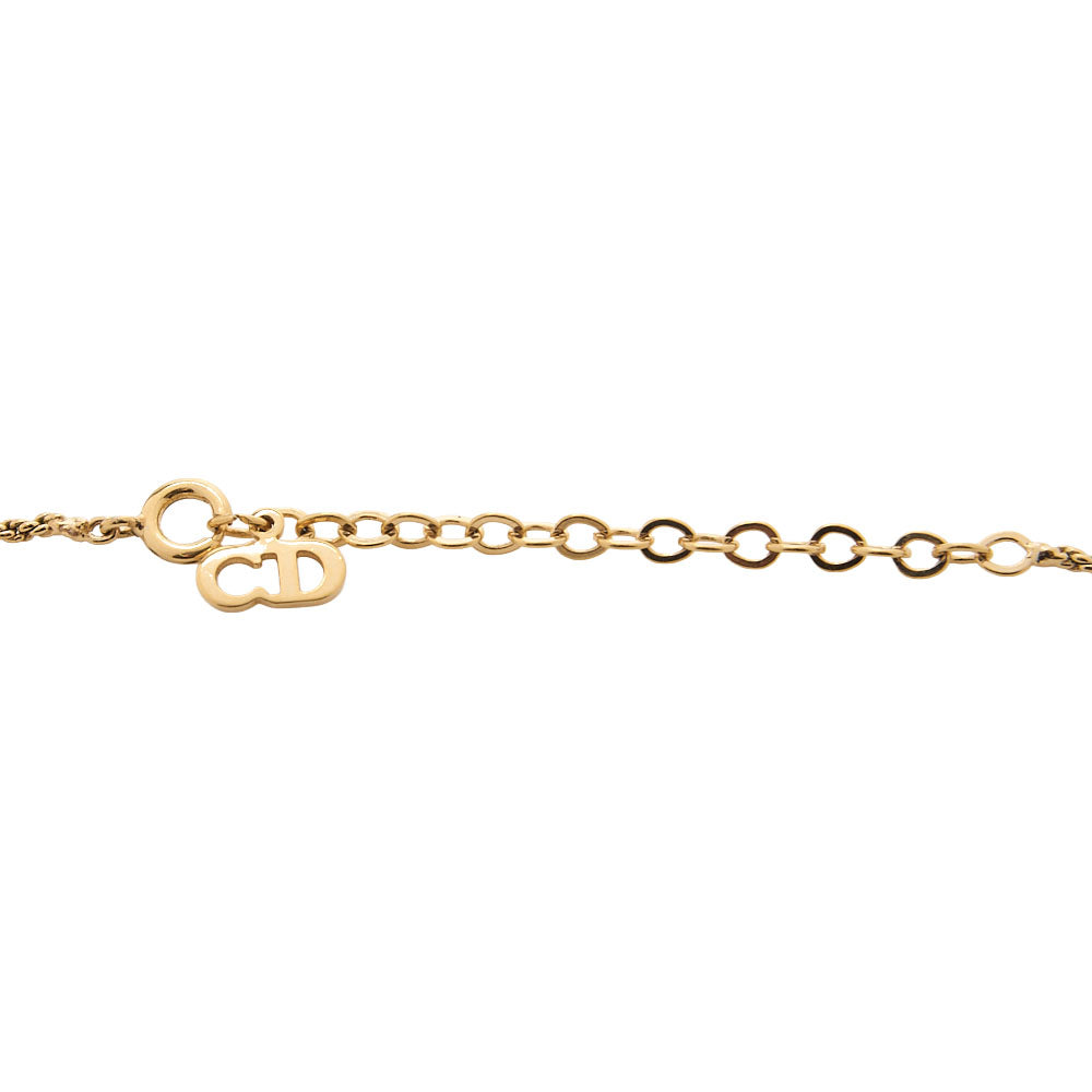 DIOR Dior Heart Logo Rhinestone Necklace GP Gold (Gold Plated) Gold-Tone Hardware, Pre-Owned