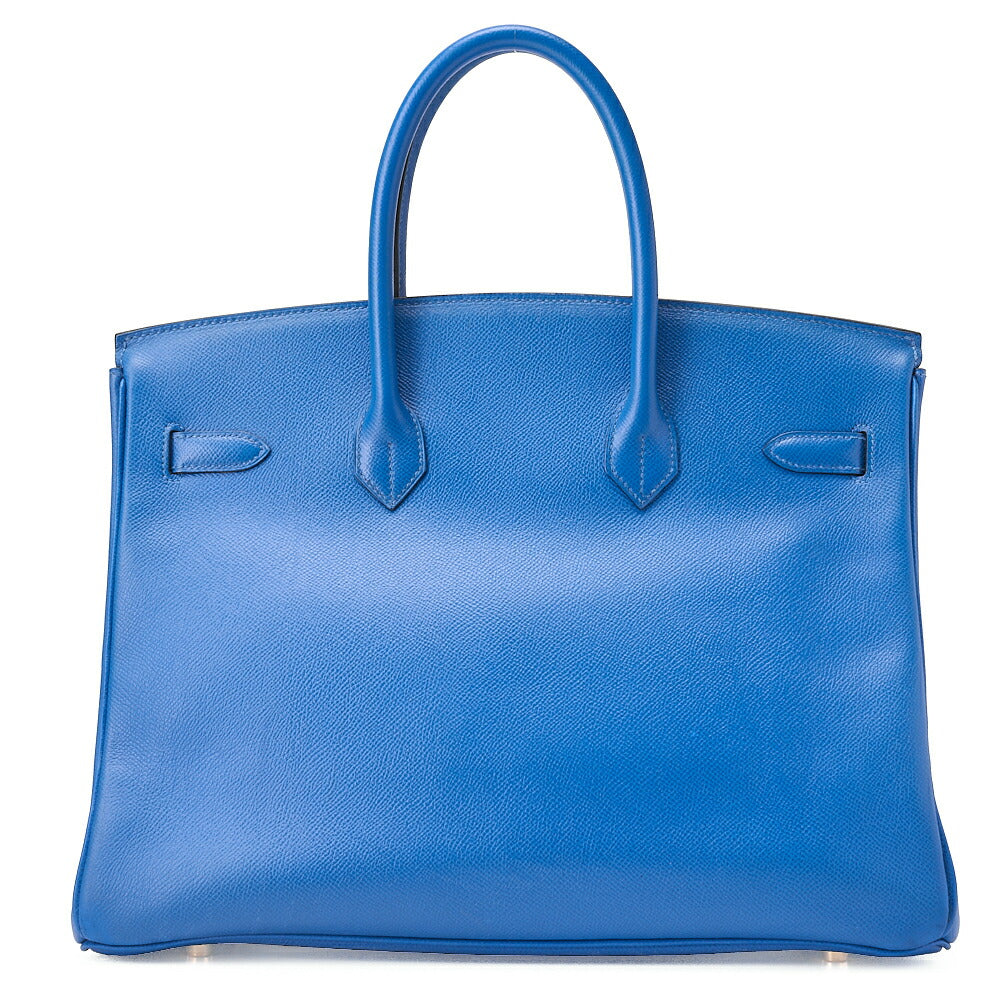 HERMES Birkin 35 Handbag Kushbel Blue France Gold-Tone Hardware, Pre-Owned