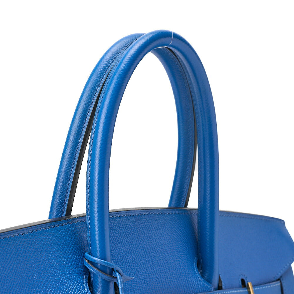 HERMES Birkin 35 Handbag Kushbel Blue France Gold-Tone Hardware, Pre-Owned
