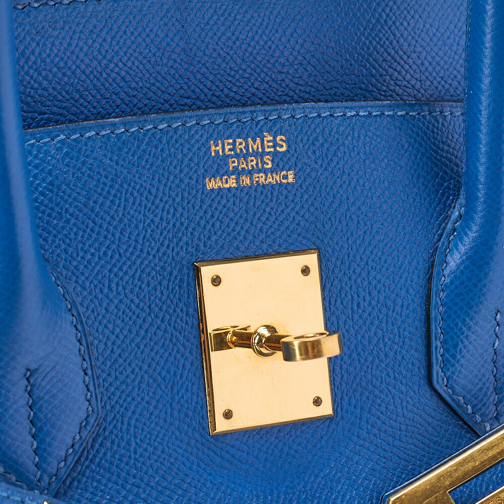 HERMES Birkin 35 Handbag Kushbel Blue France Gold-Tone Hardware, Pre-Owned