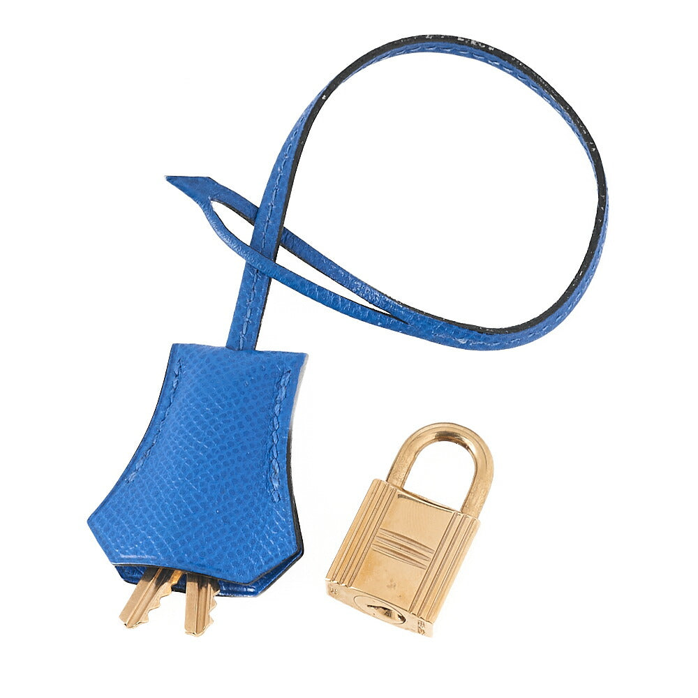 HERMES Birkin 35 Handbag Kushbel Blue France Gold-Tone Hardware, Pre-Owned