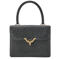 HERMES Vasco Ostrich Handbag Black Gold-Tone Hardware, Pre-Owned