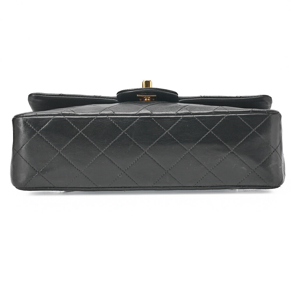 CHANEL Chain Shoulder Bag Matelasse 23cm Double Flap Lambskin Black Gold-Tone Hardware, Pre-Owned
