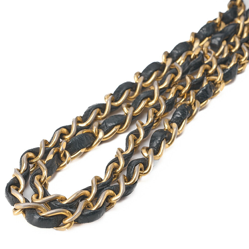 CHANEL Chain Shoulder Bag Matelasse 23cm Double Flap Lambskin Black Gold-Tone Hardware, Pre-Owned