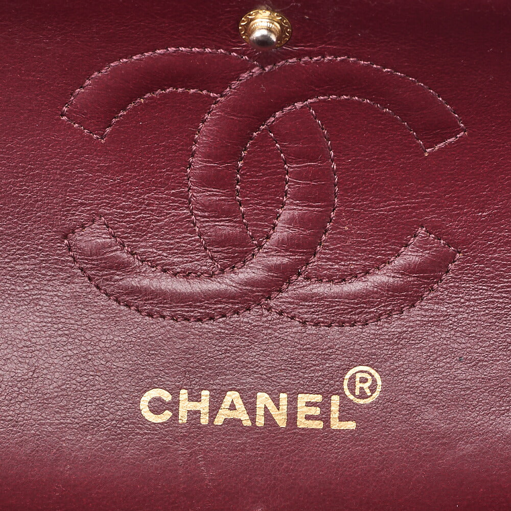 CHANEL Chain Shoulder Bag Matelasse 23cm Double Flap Lambskin Black Gold-Tone Hardware, Pre-Owned