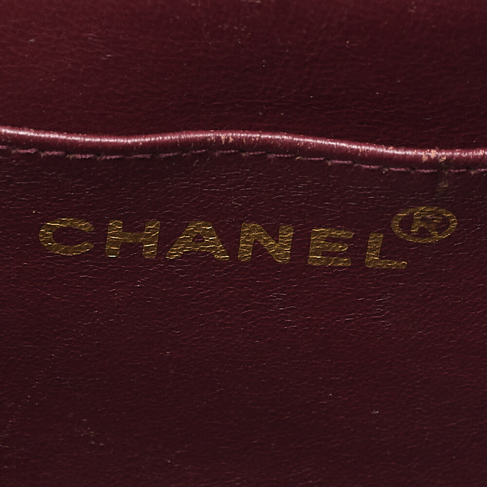CHANEL Shoulder Bag Wave Stitching Round Flap Chain Shoulder Lambskin Black Gold-Tone Hardware, Pre-Owned