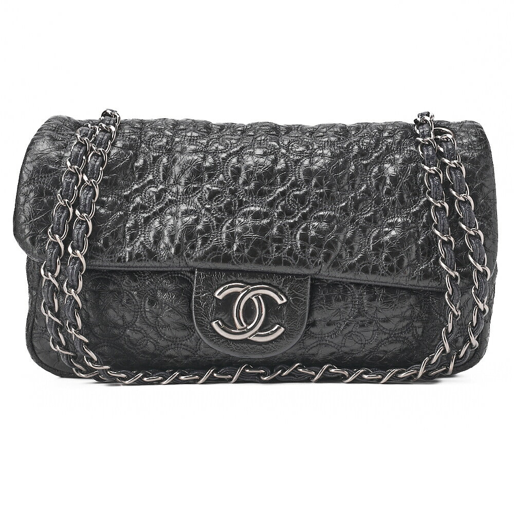 CHANEL Enamel Camellia Line Single Chain Shoulder Purple Silver-Tone Hardware, Pre-Owned